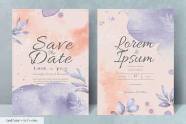 El Boyalı Suluboya Çiçek Düğün Davetiyesi Şablonu