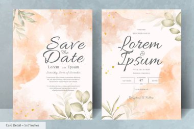 El Boyalı Suluboya Çiçek Düğün Davetiyesi Şablonu