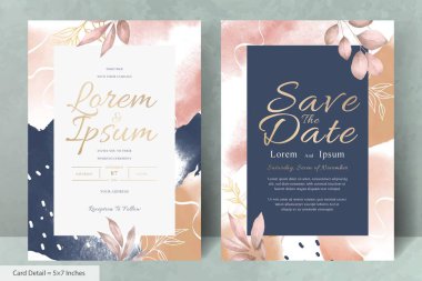 El Boyalı Suluboya Çiçek Düğün Davetiyesi Şablonu