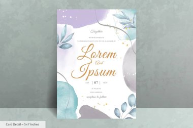 El Boyalı Suluboya Çiçek Düğün Davetiyesi Şablonu