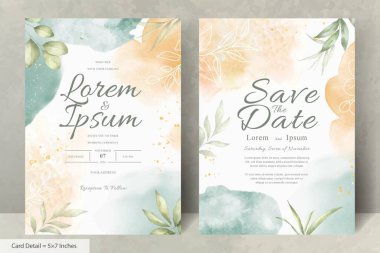 El Boyalı Suluboya Çiçek Düğün Davetiyesi Şablonu