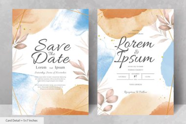 El Boyalı Suluboya Çiçek Düğün Davetiyesi Şablonu