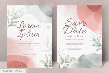 El Boyalı Suluboya Çiçek Düğün Davetiyesi Şablonu