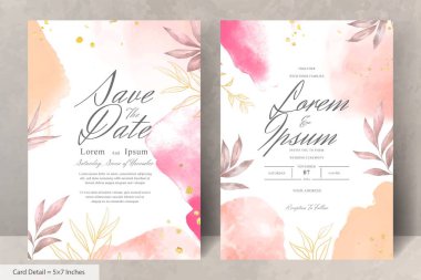 El Boyalı Suluboya Çiçek Düğün Davetiyesi Şablonu