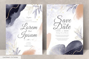 El Boyalı Suluboya Çiçek Düğün Davetiyesi Şablonu