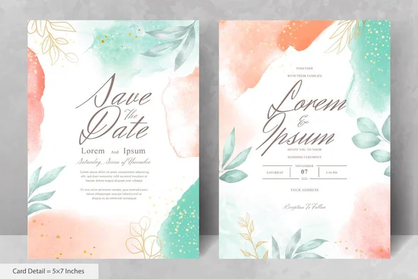 Hand Painted Watercolor Floral Wedding Invitation Template — Stock Vector