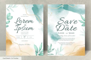 Hand Painted Watercolor Floral Wedding Invitation Set Template
