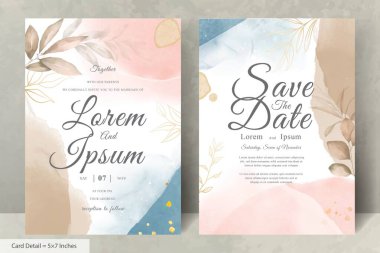 Hand Painted Watercolor Floral Wedding Invitation Set Template