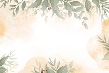 Greenery Wedding Invitation Design with Floral and Watercolor