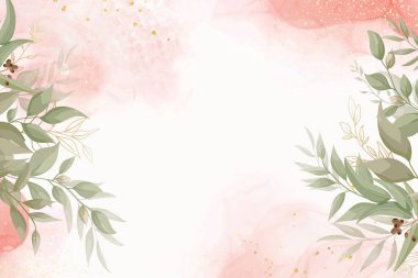 Greenery Wedding Invitation Design with Floral and Watercolor