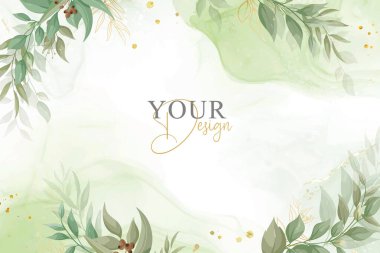 Yeşillik Düğün Davetiyesi Zarif Çiçek ve Suluboya Tasarımı