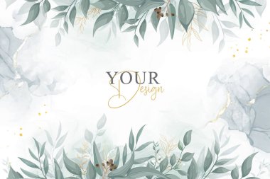 Yeşillik Düğün Davetiyesi Zarif Çiçek ve Suluboya Tasarımı