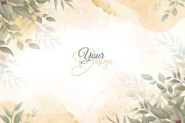 Yeşillik Düğün Davetiyesi Zarif Çiçek ve Suluboya Tasarımı