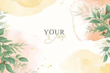 Yeşillik Düğün Davetiyesi Zarif Çiçek ve Suluboya Tasarımı