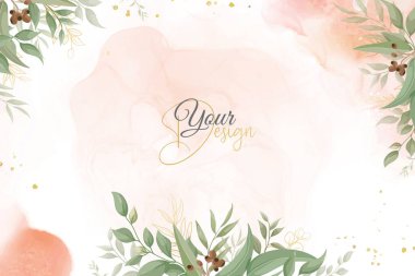 Yeşillik Düğün Davetiyesi Zarif Çiçek ve Suluboya Tasarımı