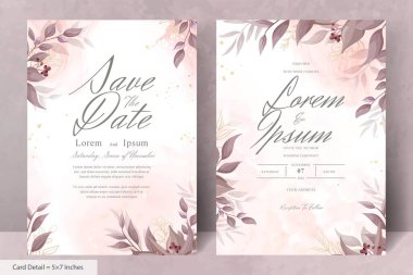 Yeşillik Düğün Davetiyesi Zarif Çiçek ve Suluboya Tasarımı