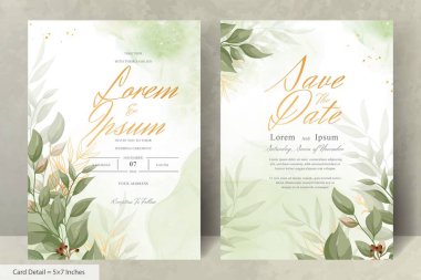 Yeşillik Düğün Davetiyesi Zarif Çiçek ve Suluboya Tasarımı