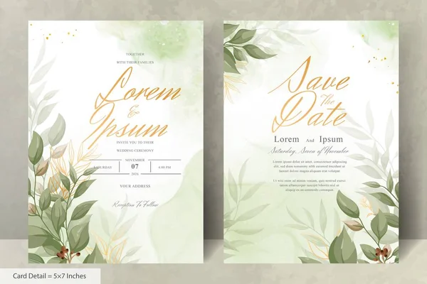 Yeşillik Düğün Davetiyesi Zarif Çiçek ve Suluboya Tasarımı