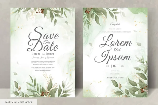 Yeşillik Düğün Davetiyesi Zarif Çiçek ve Suluboya Tasarımı