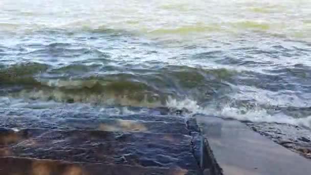 Água Lago Chilika Espirrando Para Costa — Vídeo de Stock