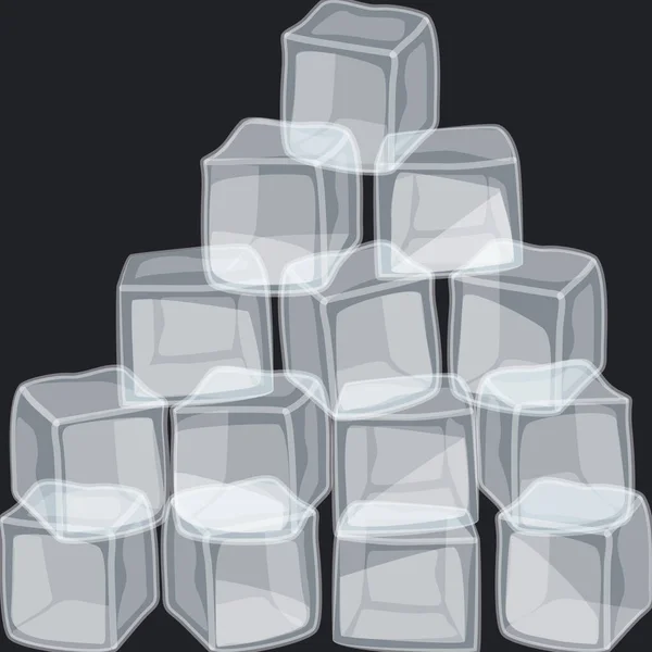 Ледяные Кубики Темном Фоне Стоковая Иллюстрация