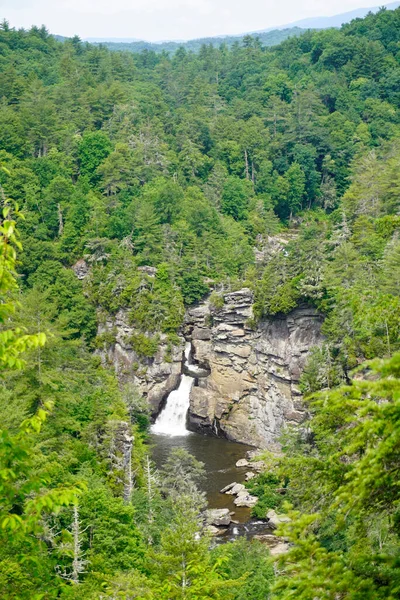 Linville Falls North Carolina Blue Ridge Parkway Spectacular Three Tiered — стокове фото