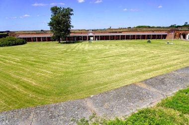 Fort Pulaski National Monument in Savannah, Georgia. American Civil War fort, Confederate Army surrendered fort to Union Army after rifled cannon siege. Parade grounds from the top of casemate walls.