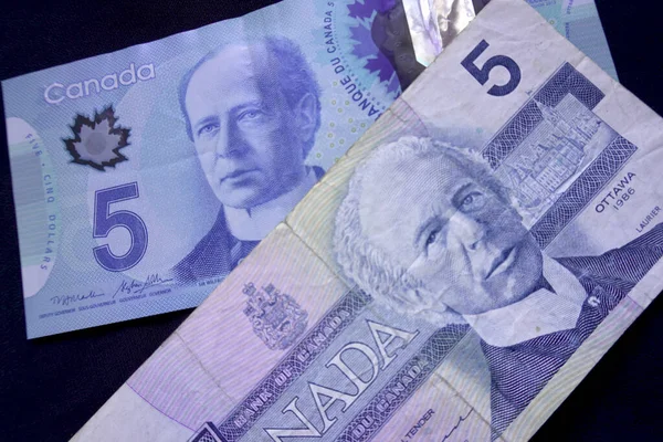 Ottawa Ontario Kanada Framsidan Blå Fem Dollar Polymersedel Från 2011 — Stockfoto