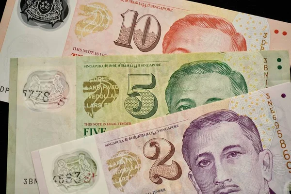 Szingapúr Hivatalos Pénzneme Szingapúri Dollár Bankjegyeket Szingapúri Monetáris Hatóság Bocsátja — Stock Fotó