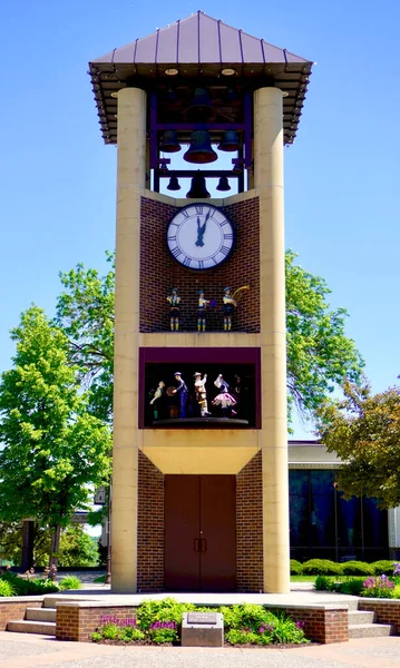 Нью Ульм Миннесота Glockenspiel Футовая Башня Музыкальными Часами Анимированными Фигурами — стоковое фото