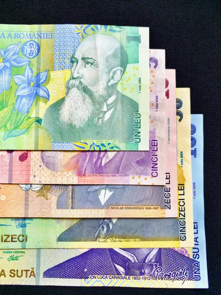 ルーマニア ルーマニア ルーマニア ニュー 複数形 ルーマニアの通貨である 各紙幣の正面には 工場と並んでルーマニアの歴史上の重要な人物が描かれている 高分子 — ストック写真