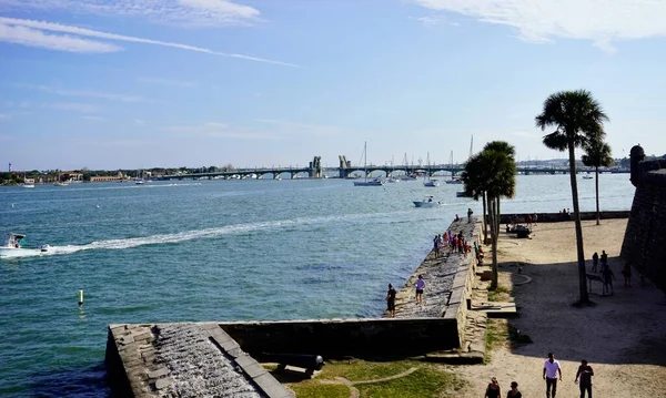 Saint Augustine Florida Castillo San Marcos Bateria Água Parede Mar — Fotografia de Stock