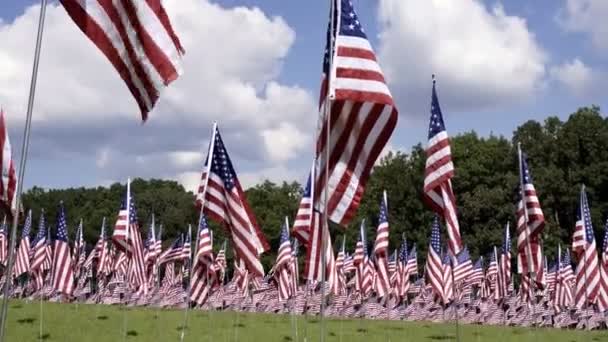 Εθνικό Πάρκο Μάχης Kennesaw Mountain Γεωργία Field Flags Προς Τιμήν — Αρχείο Βίντεο