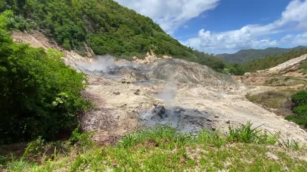 Qualibou Soufrire Volcanic Center Caldera Island Saint Lucia Sulfur Springs — Stock Video