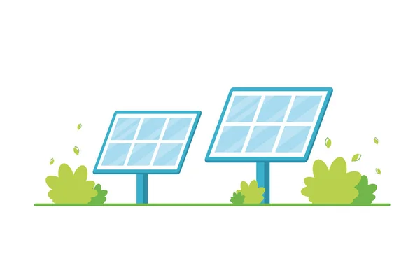 Векторная Иллюстрация Возобновляемые Источники Энергии Концепция Солнечных Панелей Зеленое Электричество — стоковый вектор