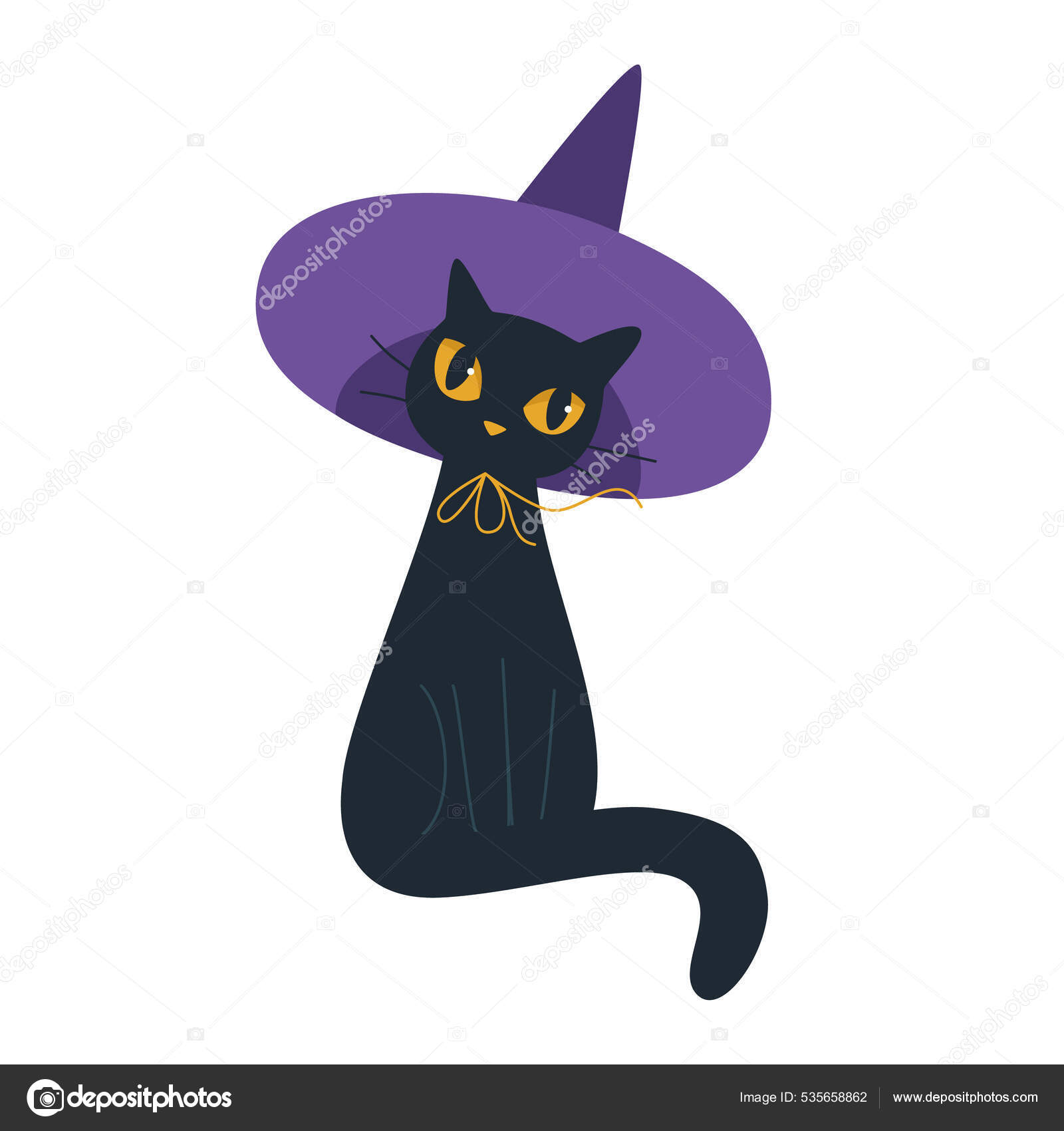 Halloween black cat flat single icon Royalty Free Vector