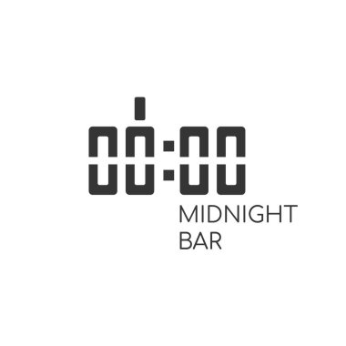 Alkolik bar, dükkan, restoran için minimal siyah beyaz logo. Elektronik saat hangi saatte ve 