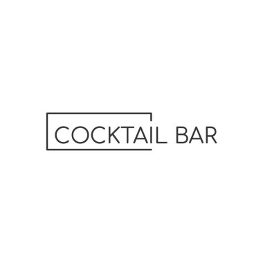 Alkolik bir işletmenin minimalist logosu. Bir bar, dükkan, restoran logosu. Dikdörtgen şeklinde bir kokteyl barı harfi. Beyaz bir arka planda izole edilmiş. Vektör illüstrasyon sembolü.