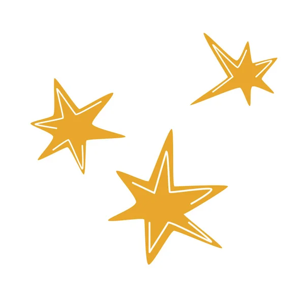 Hatágú Sárga Csillagok Vektor Illusztráció Elszigetelt Fehér Háttér Sárga Hatágú — Stock Vector