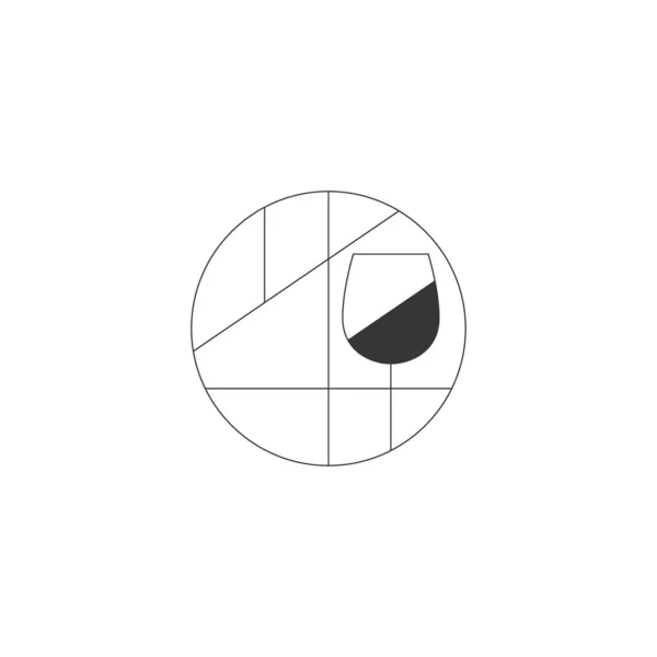 Minimalistic Abstract Black White Logo Alcoholic Bar Shop Restaurant Glass — Stock Vector