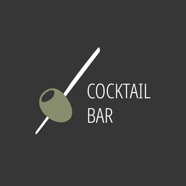 Minimalistisk Logo Alkoholholdig Bar Butikk Restaurant Grønn Oliven Spyd Svart – stockvektor