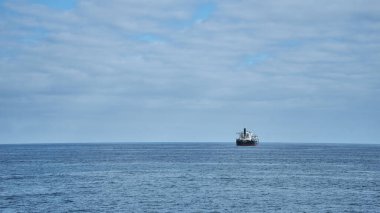 Şili kıyılarındaki ana karaya yakın denizde kargo gemisi