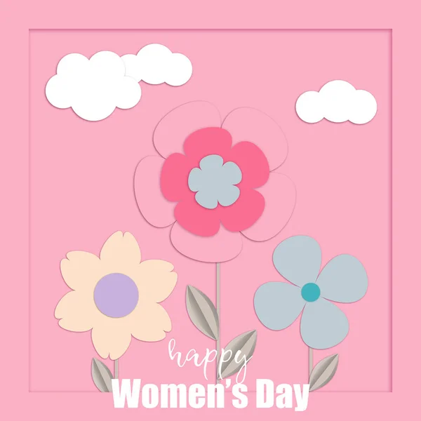 Card Women Day Illustration Flowers Style Cut Paper — Stock Vector