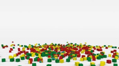 Bolivya bayrağı yavaş çekimde 3d küplerden oluşturuldu