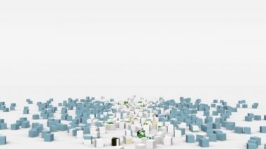 Guatemala bayrağı yavaş çekimde 3 boyutlu küplerden oluşturuldu