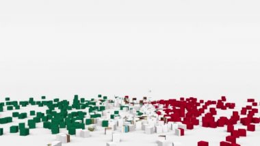 Flag of Mexico created from 3d cubes in slow motion