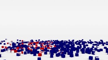 Avustralya bayrağı yavaş çekimde 3D küplerden oluşturuldu