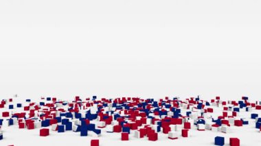 Büyük Britanya bayrağı yavaş çekimde 3 boyutlu küplerden yaratıldı