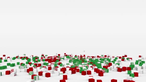 スローモーションで3Dキューブから作成されたイランの旗 — ストック動画