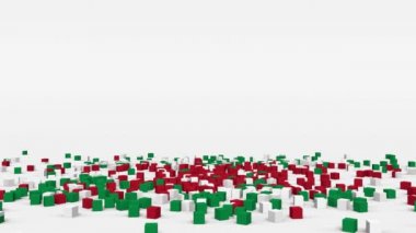 Macaristan bayrağı yavaş çekimde 3d küplerden oluşturuldu